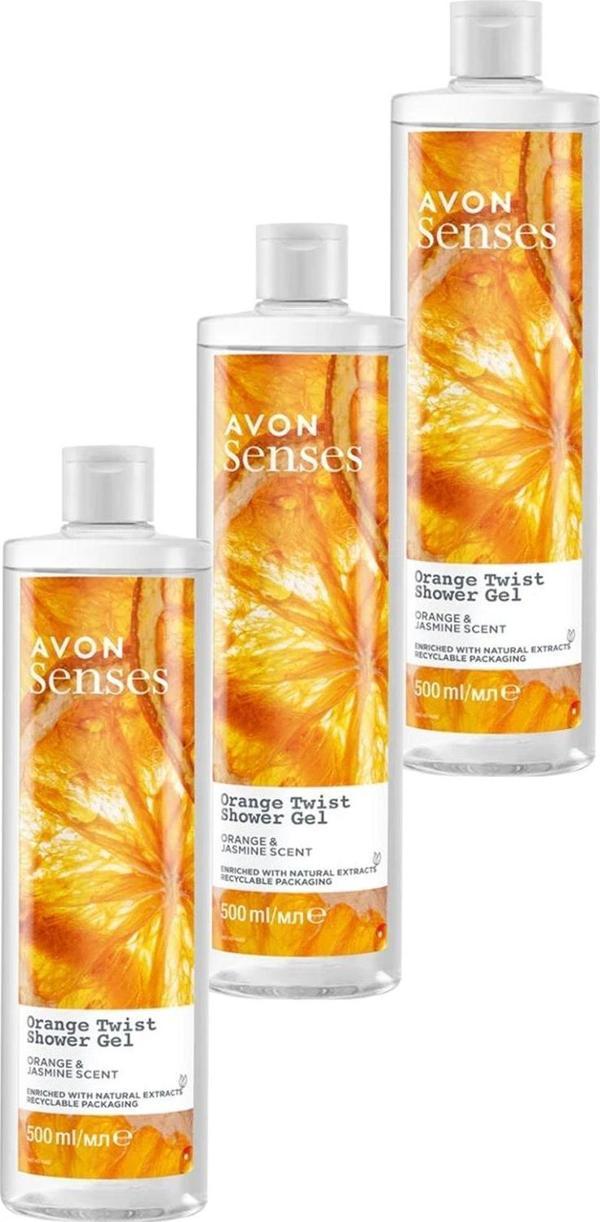 Avon Senses Orange Twist Portakal ve Yasemin Kokulu Duş Jeli 500 Ml. Üçlü Set - Image 1