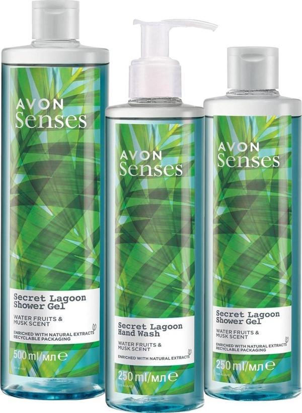 Avon Senses Secret Lagoon Su Meyveleri ve Misk Kokulu Duş Jeli ve Sıvı El Sabunu Paketi - Image 1