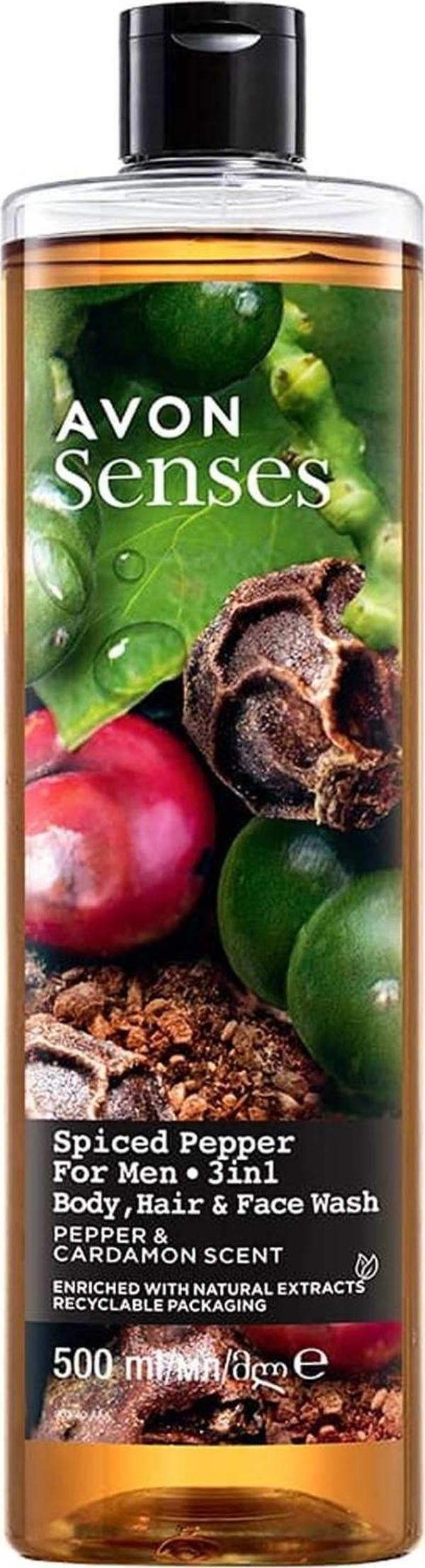 Avon Senses Spiced Pepper Karabiber ve Kakule Kokulu Erkekler için Duş Jeli 500 Ml. - Image 1