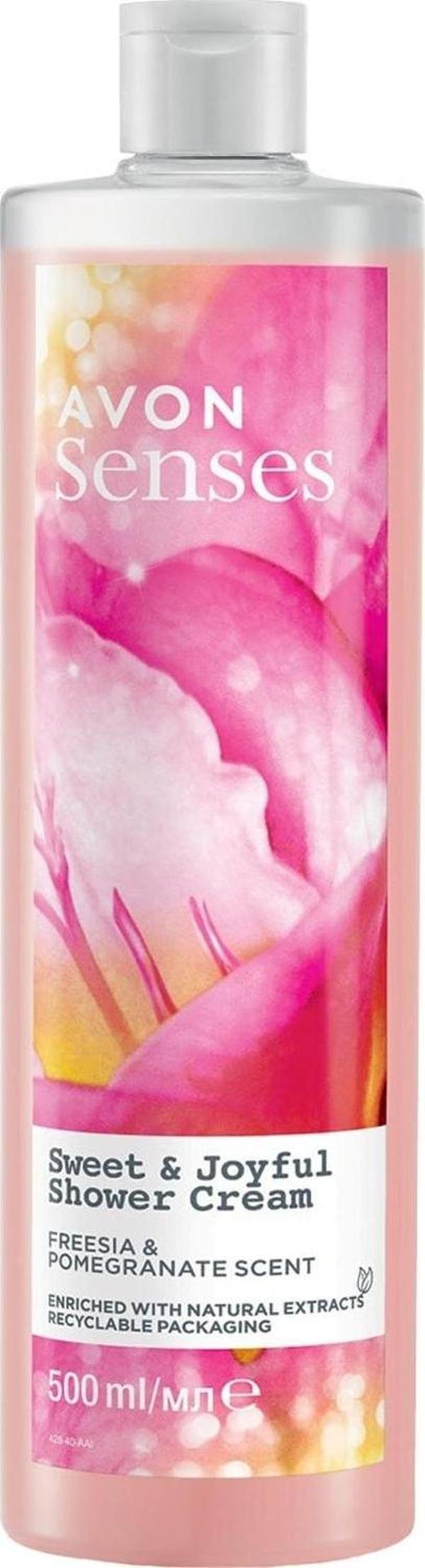 Avon Senses Sweat & Joyful Frezya ve Nar Kokulu Krem Duş Jeli 500 Ml. - Image 1