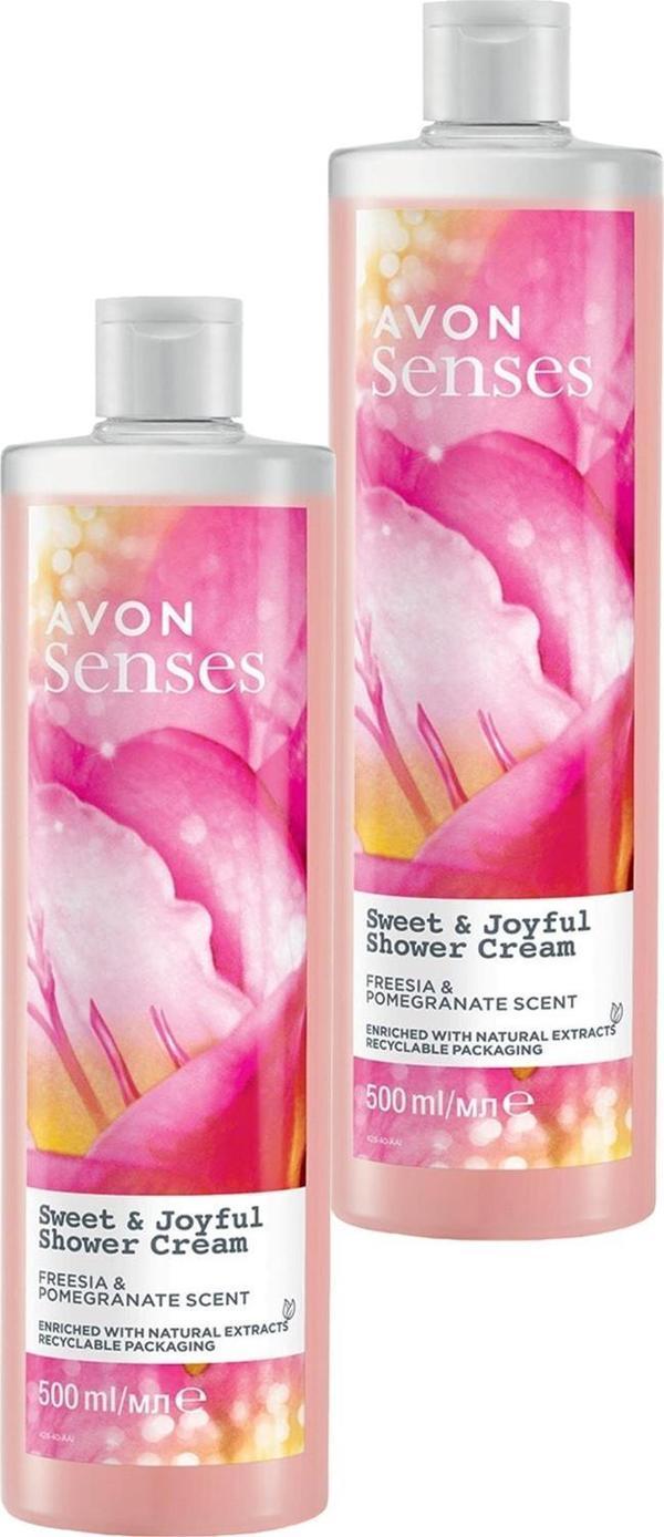 Avon Senses Sweat & Joyful Frezya ve Nar Kokulu Krem Duş Jeli 500 Ml. İkili Set - Image 1
