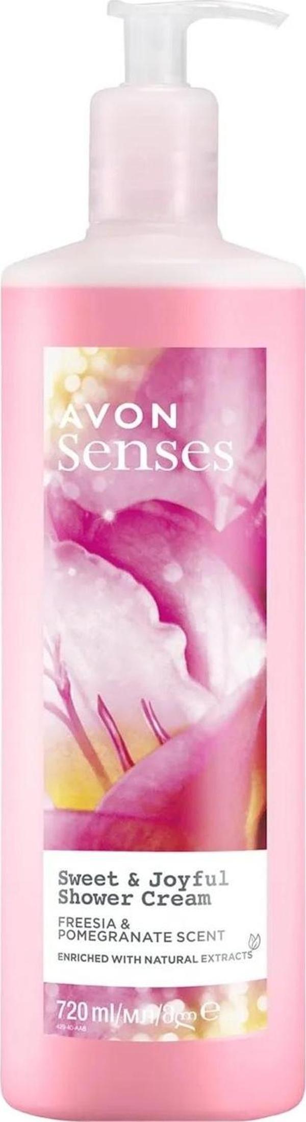 Avon Senses Sweat & Joyful Frezya ve Nar Kokulu Krem Duş Jeli 720 Ml. - Image 1