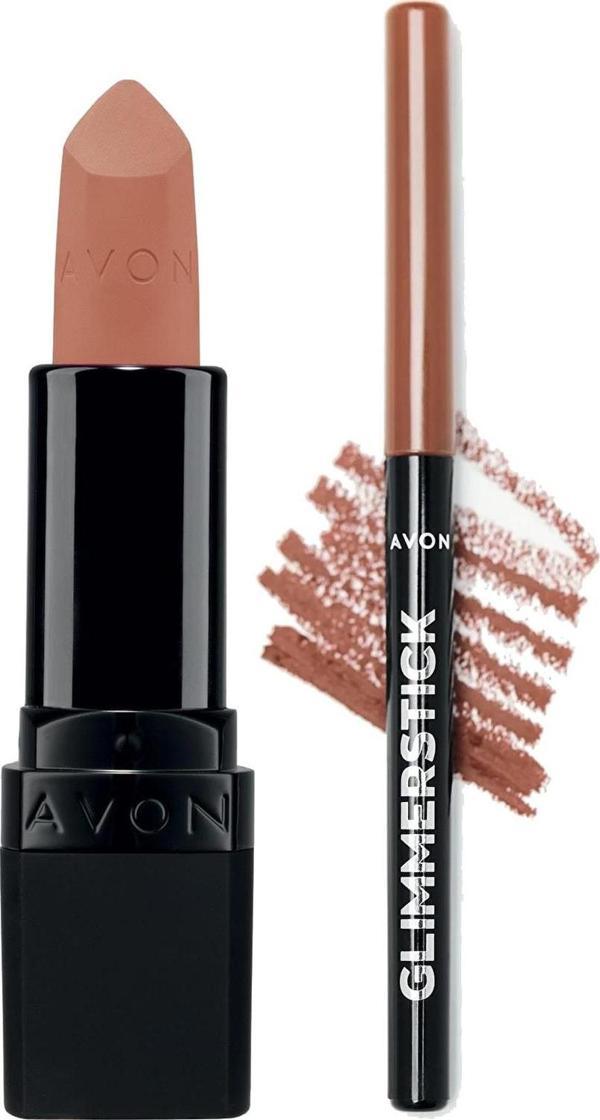 Avon Ultra Mat Ruj Au Naturale ve Glimmerstick Dudak Kalemi Nude Paketi - Image 1