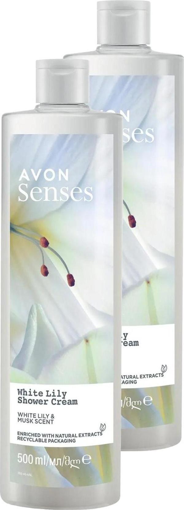 Avon Senses White Lily  Beyaz Zambak Kokulu Duş Jeli 500 Ml. İkili Set - Image 1