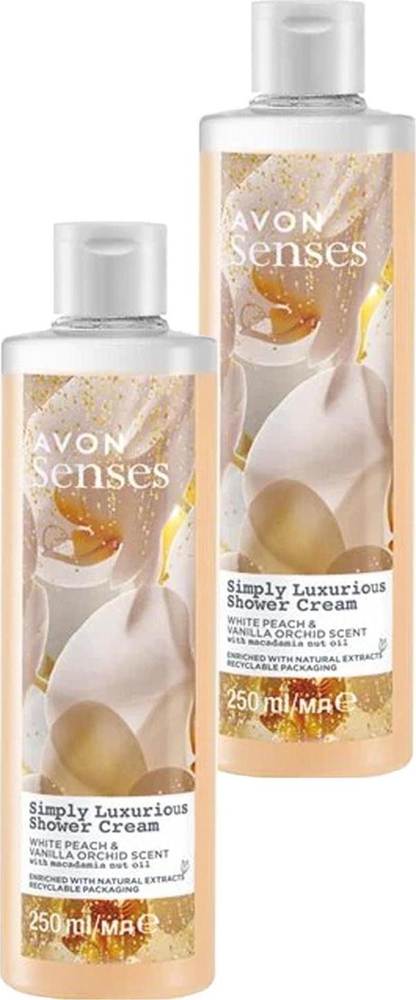Avon Simply Luxurious Beyaz Şeftali ve Vanilya Orkide Kokulu Duş Kremi 250 Ml. İkili Set - Image 1