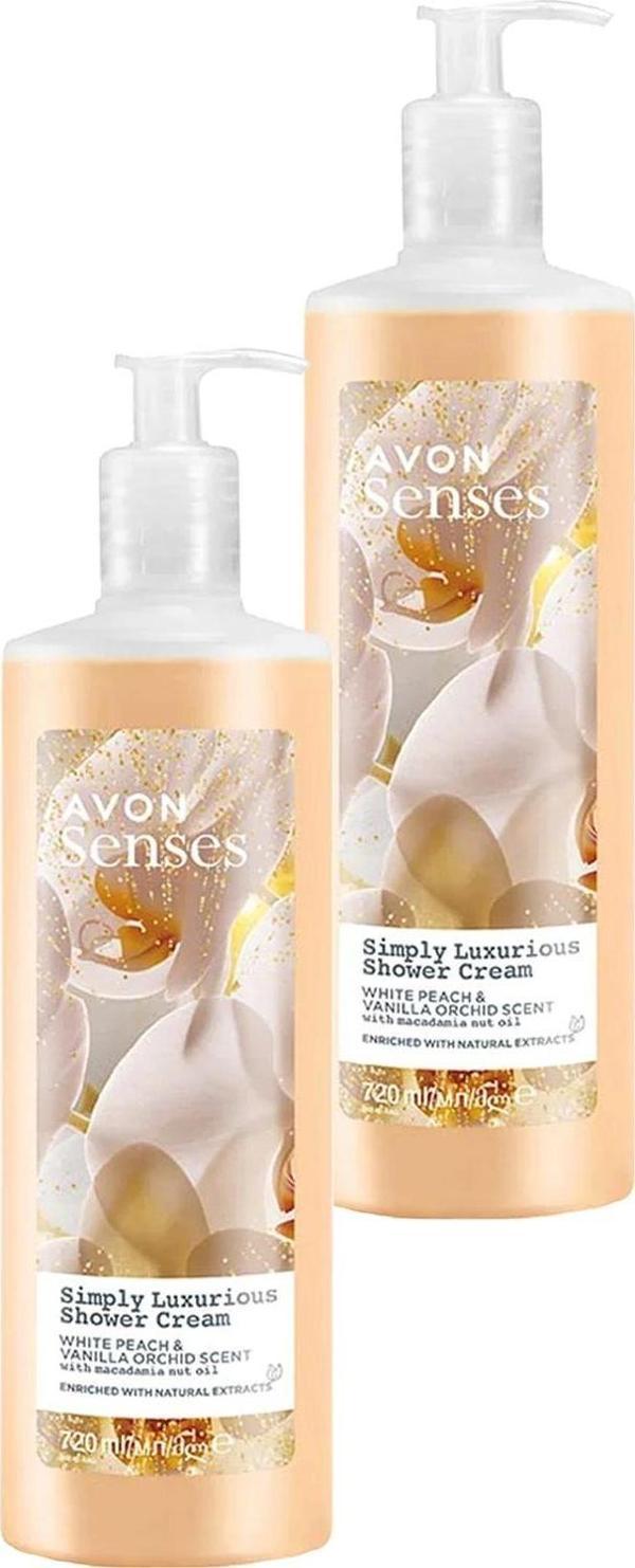 Avon Simply Luxurious Beyaz Şeftali ve Vanilya Orkide Kokulu Duş Kremi 720 Ml. İkili Set - Image 1