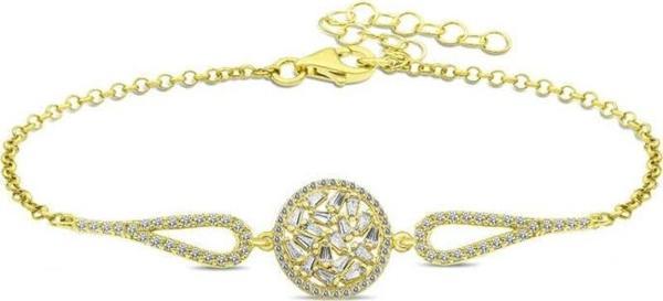 925 Ayar Gümüş Gold Baget Taşlı Bileklik - Image 1