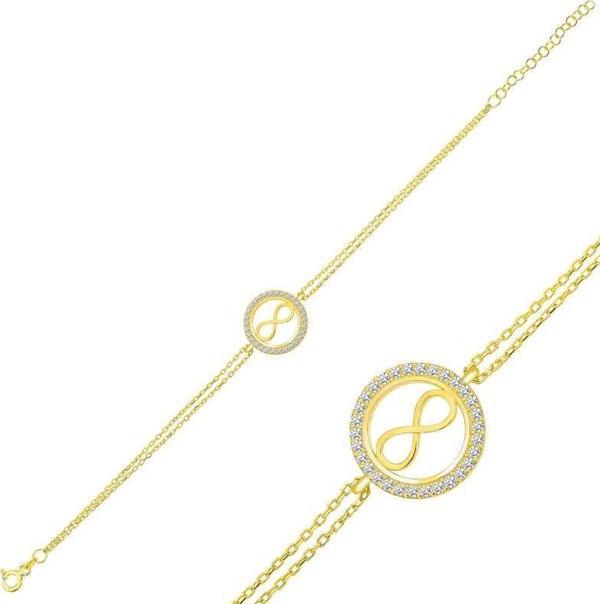 925 Ayar Gümüş Gold Sonsuzluk Bileklik - Image 1