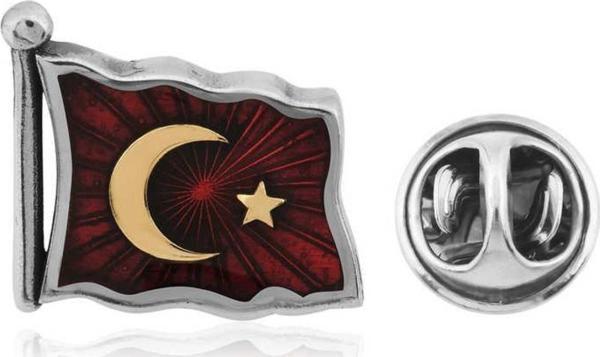 925 Ayar Gümüş Türk Bayrağı Rozet - Image 1