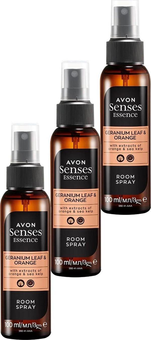 Avon Senses Essence Sardunya Yaprağı ve Portakal Kokulu Oda Spreyi 100 Ml. Üçlü Set - Image 1
