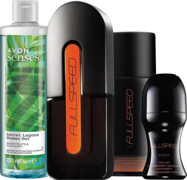Avon Full Speed Erkek Parfüm Deodorant Rollon ve Duş Jeli Dörtlü Paket - Image 1
