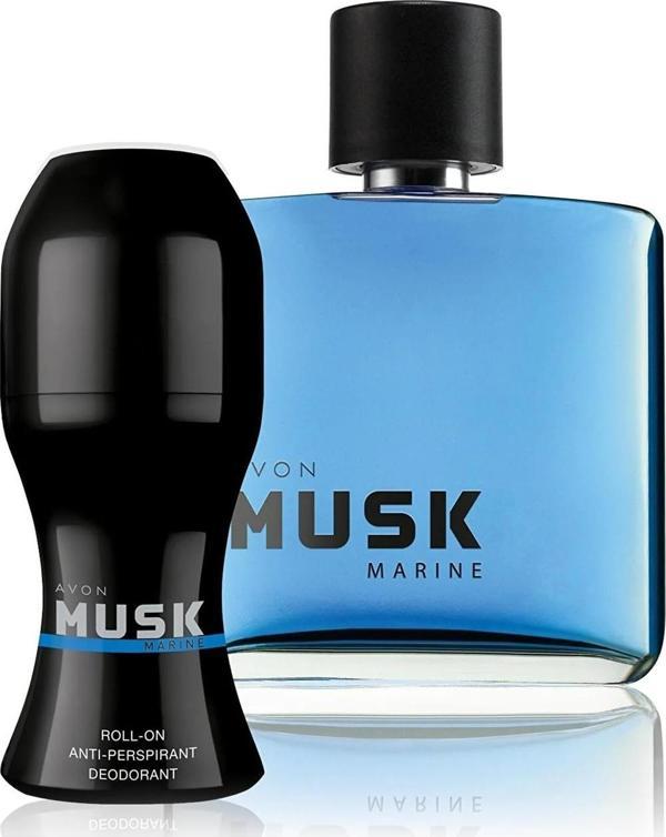 Avon Musk Marine Erkek Parfüm ve Musk Marine Erkek Rollon Seti - Image 1