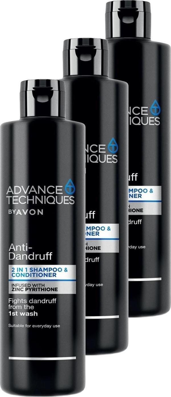 Avon Advance Techniques Kepek Karşıtı 2'si 1 Arada Şampuan ve Saç Kremi 400 Ml. Üçlü Set - Image 1