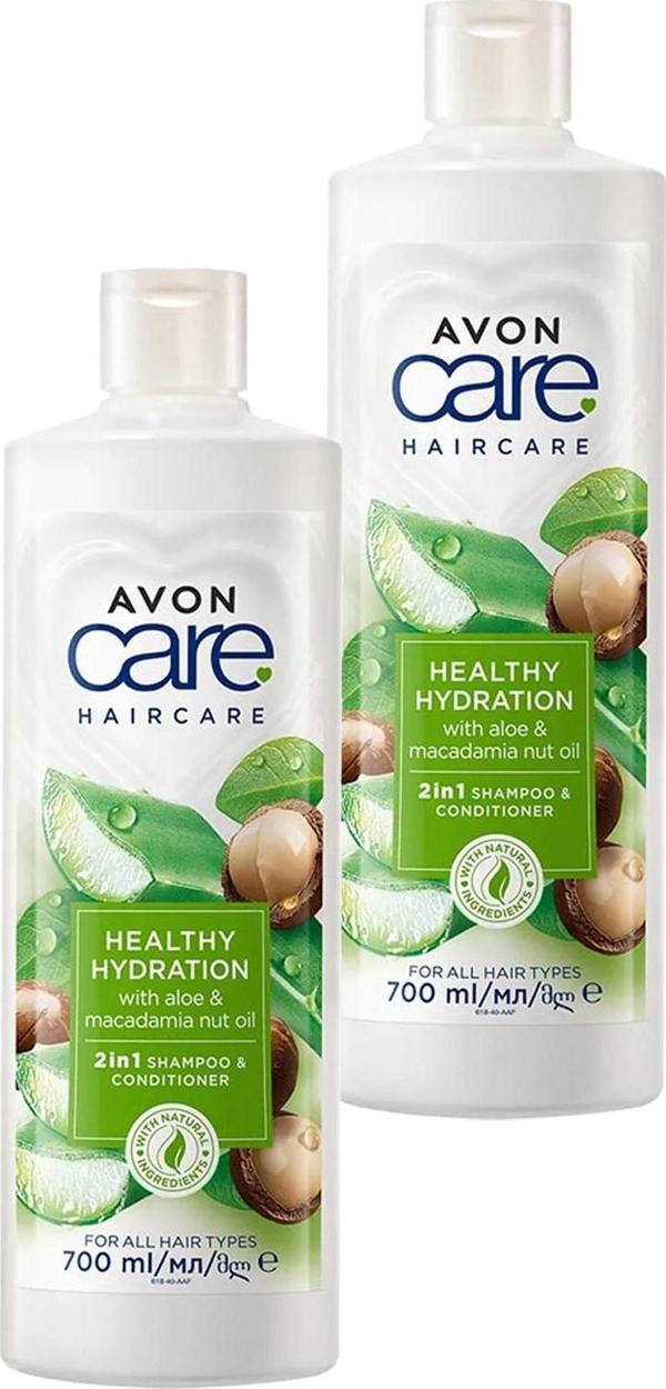 Avon Care Aloe Vera ve Makademya Fındığı Yağı Şampuan ve Saç Bakım Kremi 700 Ml. İkili Set - Image 1