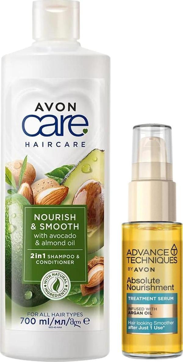 Avon Care Avokado Badem Şampuan Saç Kremi ve Argan Yağı Saç Serumu Paketi - Image 1