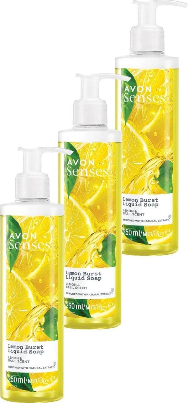 Avon Senses Lemon Burst Limon ve Reyhan Kokulu Sıvı Sabun 250 Ml. Üçlü Set - Image 1