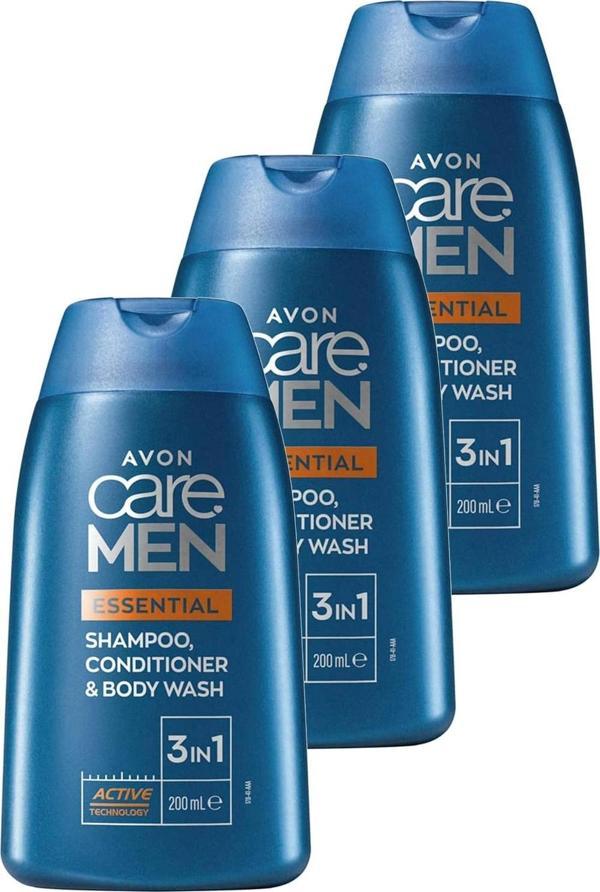 Avon Care Men Essential 3’ü 1 arada Sampuan, Bakım Kremi ve Dus Jeli 200 Ml. Üçlü Set - Image 1