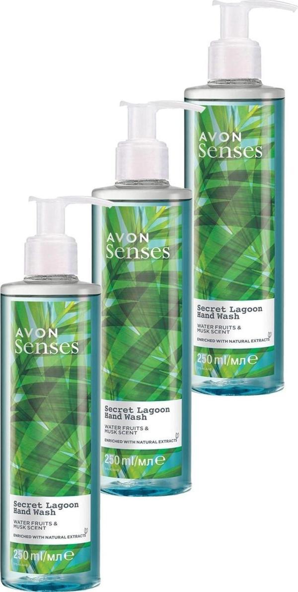 Avon Senses Secret Lagoon Su Meyveleri ve Misk Kokulu Sıvı El Sabunu 250 Ml. Üçlü Set - Image 1