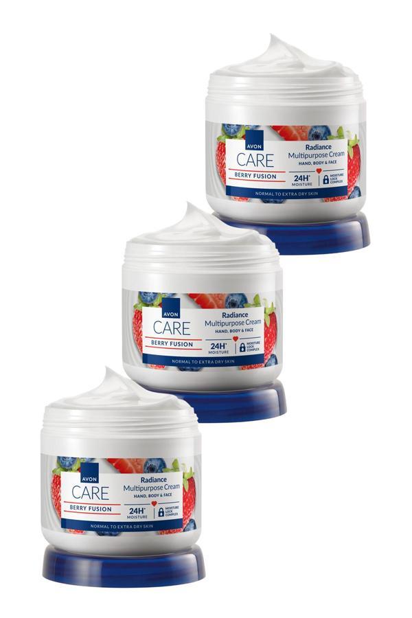 Avon Care Yaban Mersini ve Çilek Özlü El, Yüz ve Vücut Kremi - 400ml Üçlü Set - Image 1