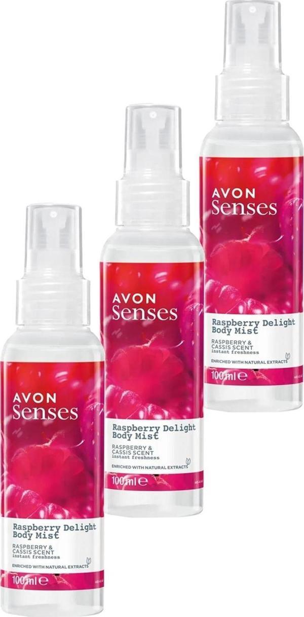 Avon Raspberry Delight Frambuaz ve Frenk Üzümü Kokulu Vücut Spreyi 100 Ml. Üçlü Set - Image 1