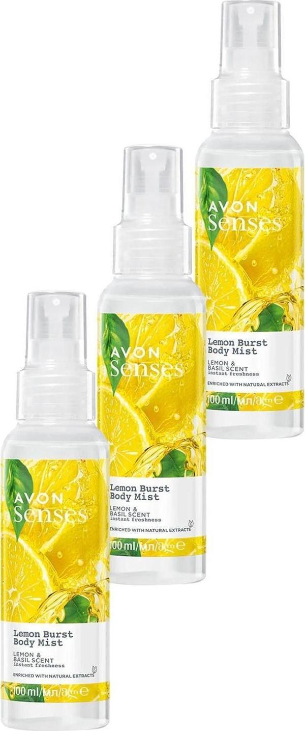 Avon Senses Lemon Burst Limon ve Reyhan Kokulu Vücut Spreyi 100 Ml. Üçlü Set - Image 1