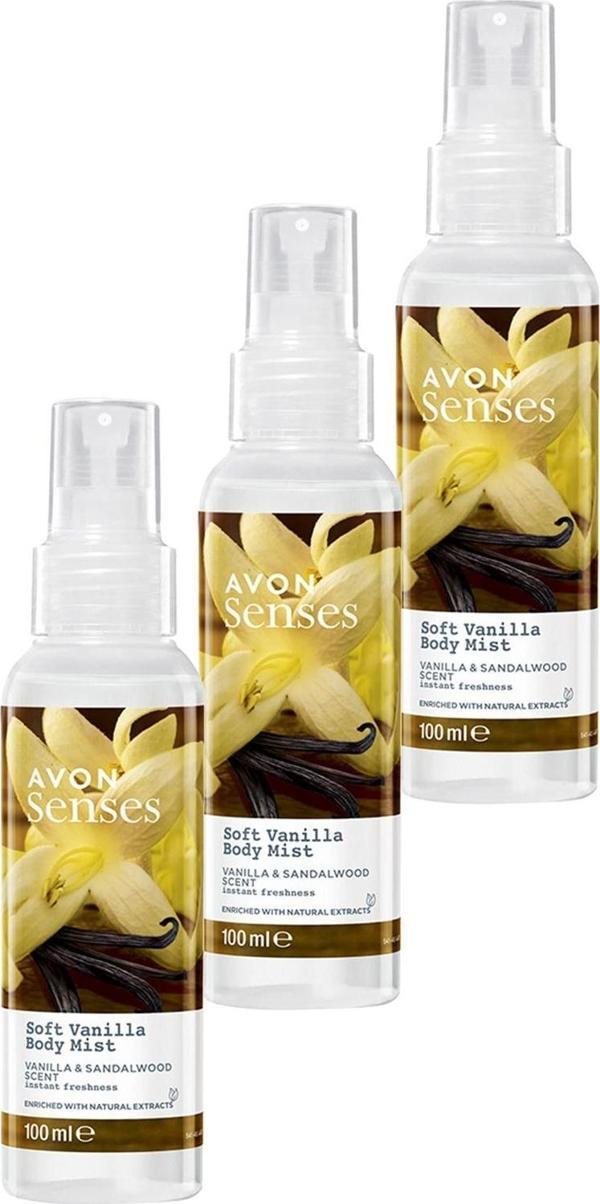Avon Soft Vanilla Vanilya ve Sandal Ağacı Kokulu Vücut Spreyi 100 Ml. Üçlü Set - Image 1