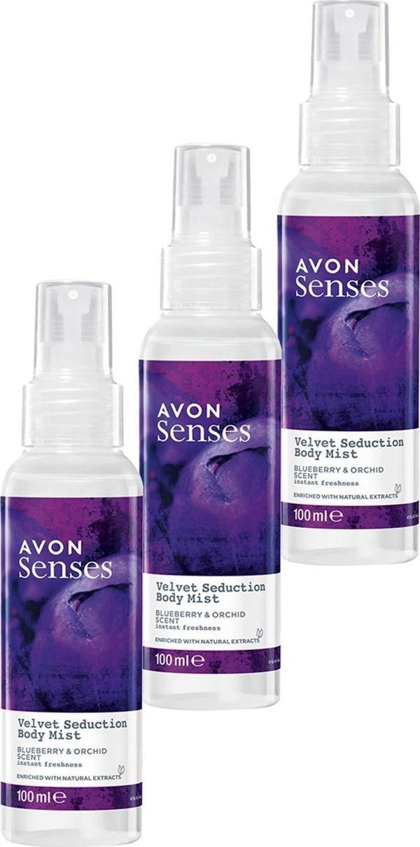 Avon Velvet Seduction Yaban Mersini ve Orkide Kokulu Vücut Spreyi 100 Ml. Üçlü Set - Image 1