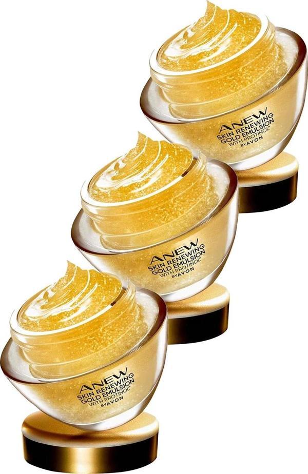 Avon Anew Cilt Yenileyici Protinollü Altın Emülsiyon Gece Yüz Kremi 50 Ml. Üçlü Set - Image 1