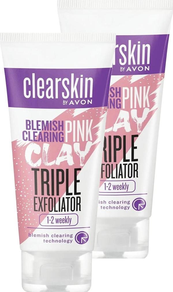 Avon Clearskin Leke Karşıtı 3'ü 1 Arada Pembe Kil Scrub 75 Ml. İkili Set - Image 1