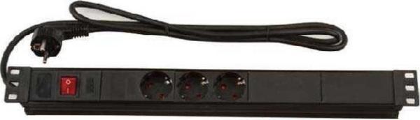 Lande LN-PRZ-EKO-1U3P-SC Aksesuar 3xDIN49440 Soketli Schuko Grup Priz, 19” 1U,   PVC gövdeli, 16A on - Image 1