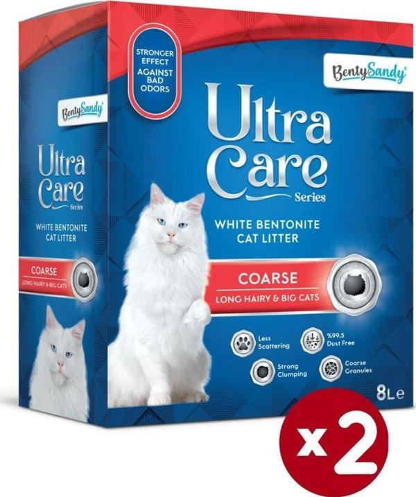 Benty Sandy Ultra Care Series Büyük Ve Uzun Tüylü Kediler Için Iri Taneli Topaklanan Kedi Kumu 8lx2 - Image 1