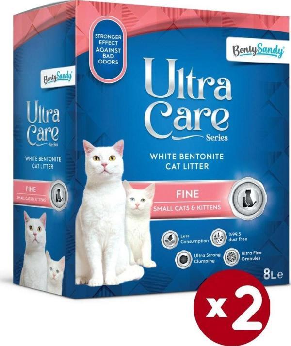 Benty Sandy Ultra Care Series Küçük Ve Yavru Kediler Için Ince Taneli Topaklanan Kedi Kumu 8lx2 - Image 1