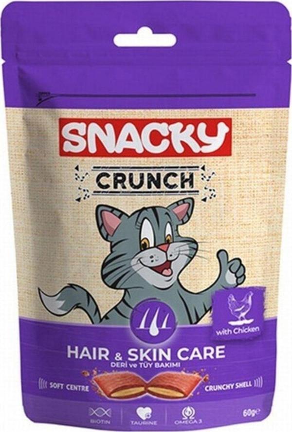 Snacky Crunch Deri Ve Tüy Bakımı Tavuklu Kedi Ödülü 10x60 Gr - Image 1