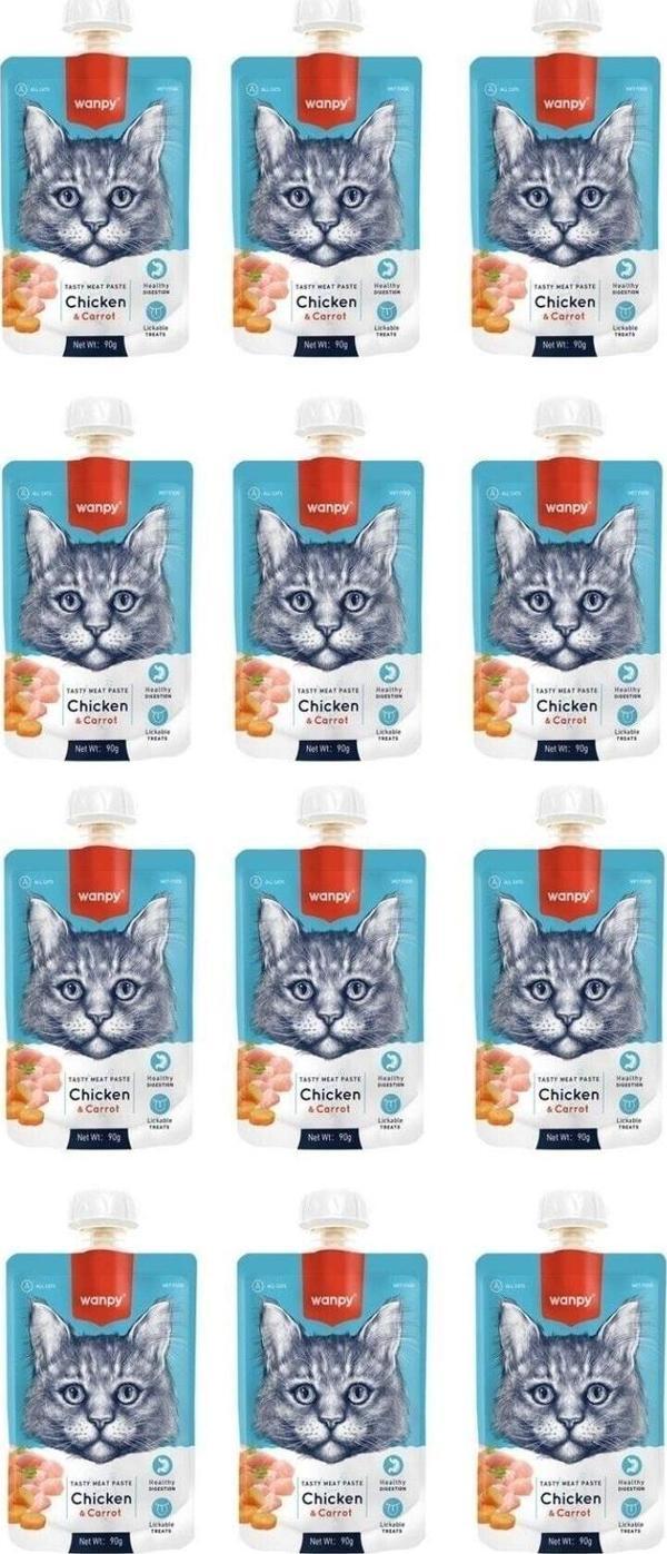 Wanpy Taze Tavuklu & Havuçlu Kedi Et Ezmesi 90 Gr. X 12 Adet - Image 1