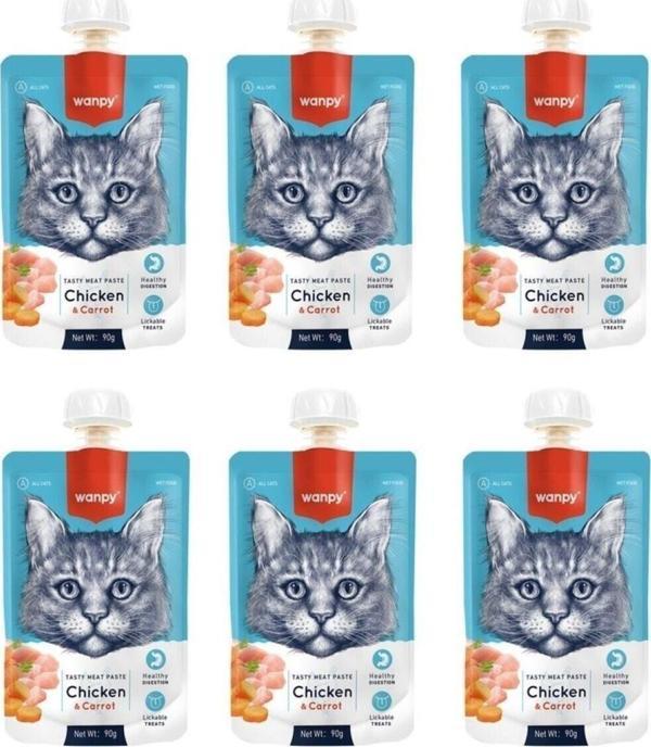 Wanpy Taze Tavuklu & Havuçlu Kedi Et Ezmesi 90 Gr. X 6 Adet - Image 1