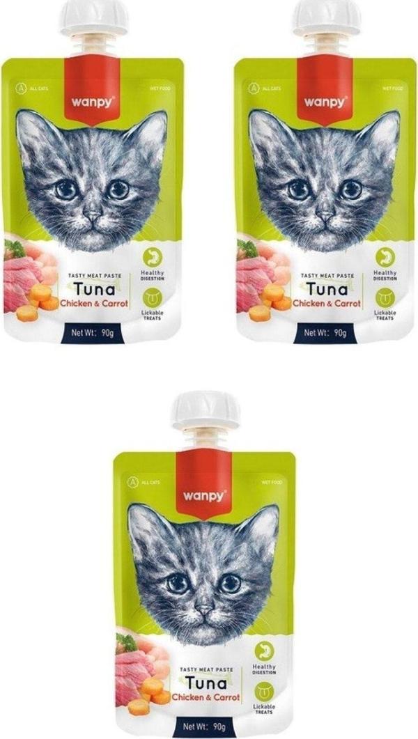 Wanpy Taze Ton Balıklı & Tavuklu Kedi Et Ezmesi 90 Gr. X 3 Adet - Image 1