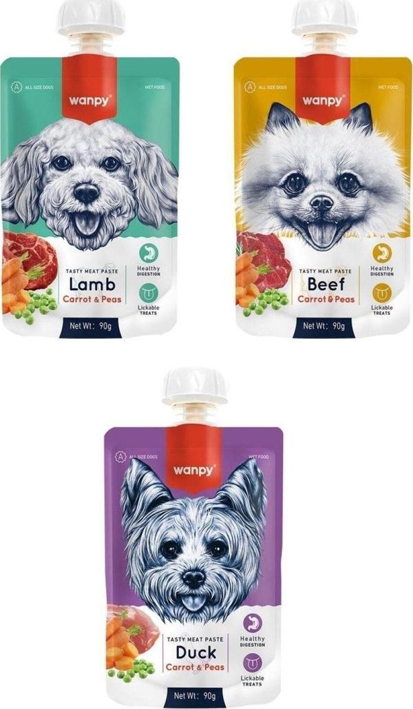 Wanpy 3 Çeşit Karma Taze Köpek Et Ezmesi 90 Gr. X 3 Adet - Image 1