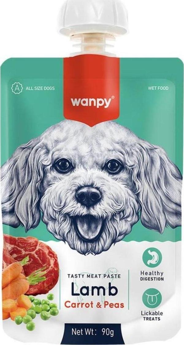 Wanpy Taze Kuzulu&Havuçlu Köpek Et Ezmesi 90 gr X 12 ADET - Image 1