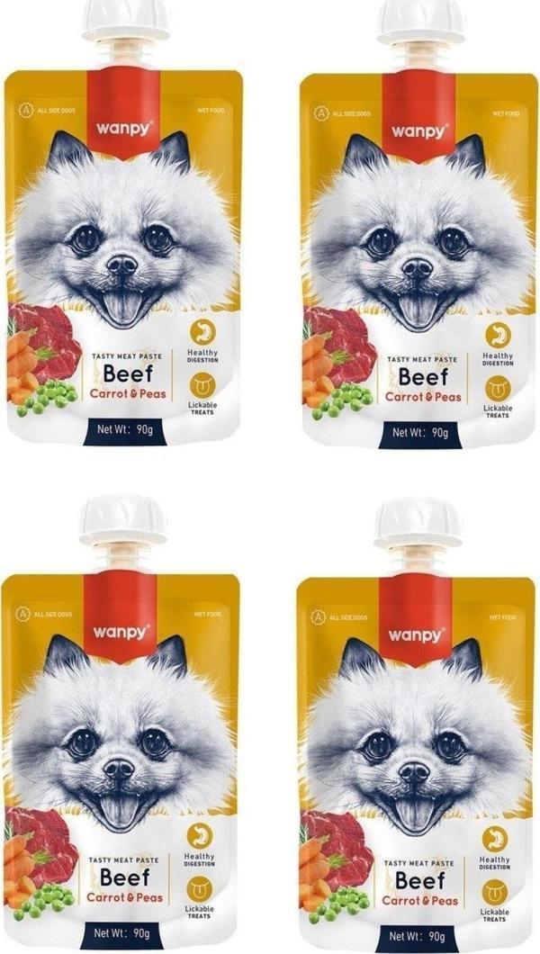 Wanpy Taze Sığır Etli & Havuçlu Köpek Et Ezmesi 90 Gr. X 4 Adet - Image 1