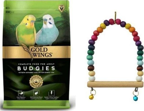 Gold Wings Premium Muhabbet Kuş Yemi 1 kg + Kuş Salıncağı - Image 1