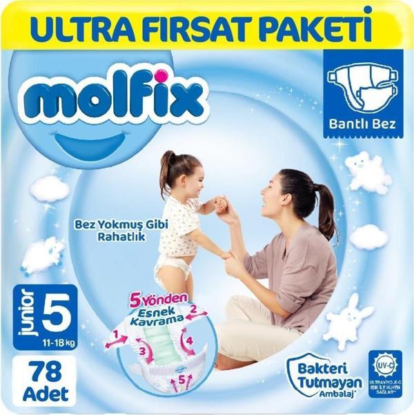 Molfix Bebek Bezi 5 Beden Ultra Fırsat Paketi 78 Adet - Image 1