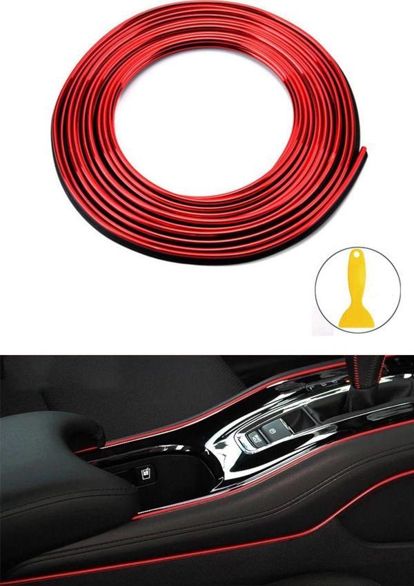 Trim Fitil Kırmızı Yeni Nesil Araç Içi Ip Şerit Balık Sırtı Nikelajlı 5 Metre - Image 1