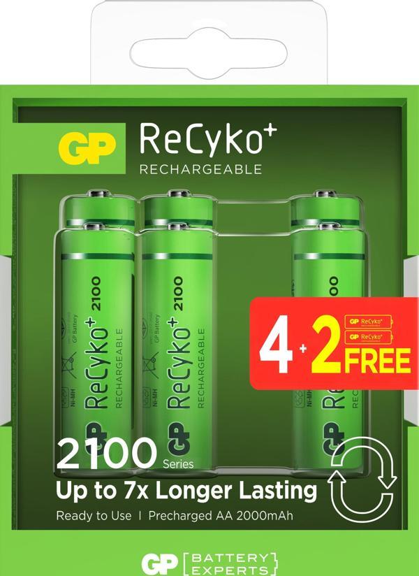 GP AA 2000 mAh Pro Şarjlı Kalem Pil 4+2li Paket  Paket GP210AAHCBR21-2GVPTLB6 - Image 1