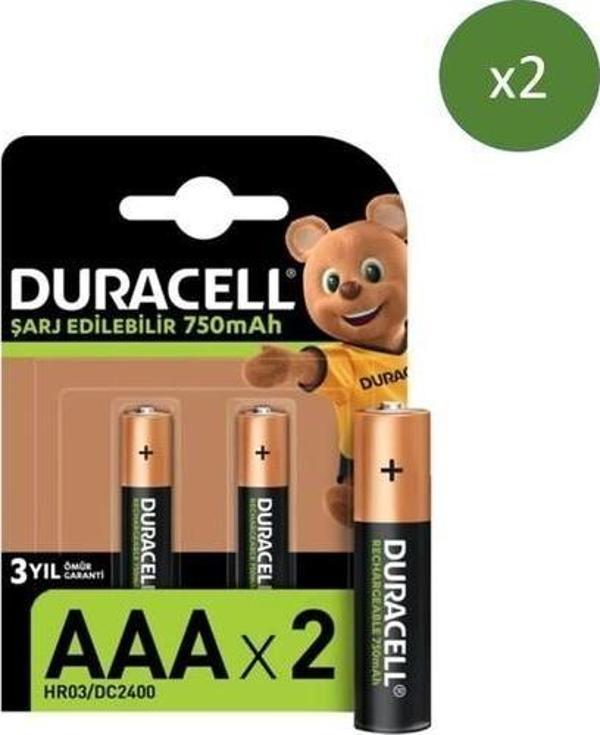Duracell Şarj Edilebilir AAA 750 mAh Piller 4'lü - Image 1