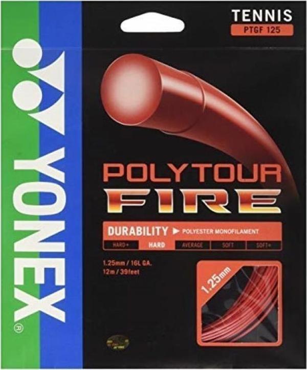 YONEX POLY TOUR FIRE 125 (12 m) TENİS KORDAJ-Kırmızı Monofilament - Image 1