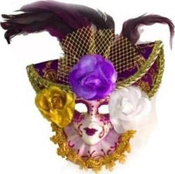 Güllü Dekoratif Seramik Maske Mor Renk - Image 1