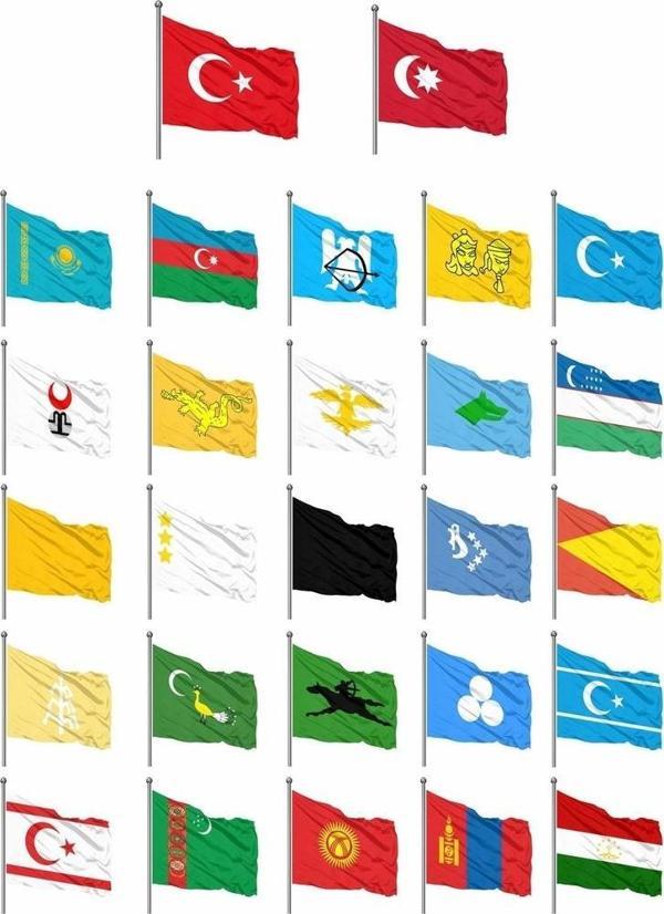 27 li Türk Devletleri Bayrağı Raşel 100x150 cm - Image 1