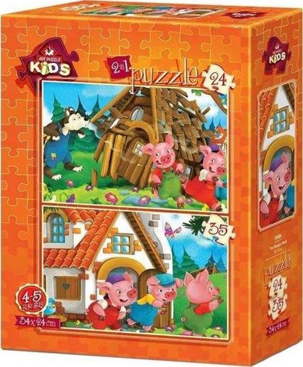 Art Kids Art Çocuk Puzzle Aç Kurt 24 + 35 Parça 5568 - Image 1