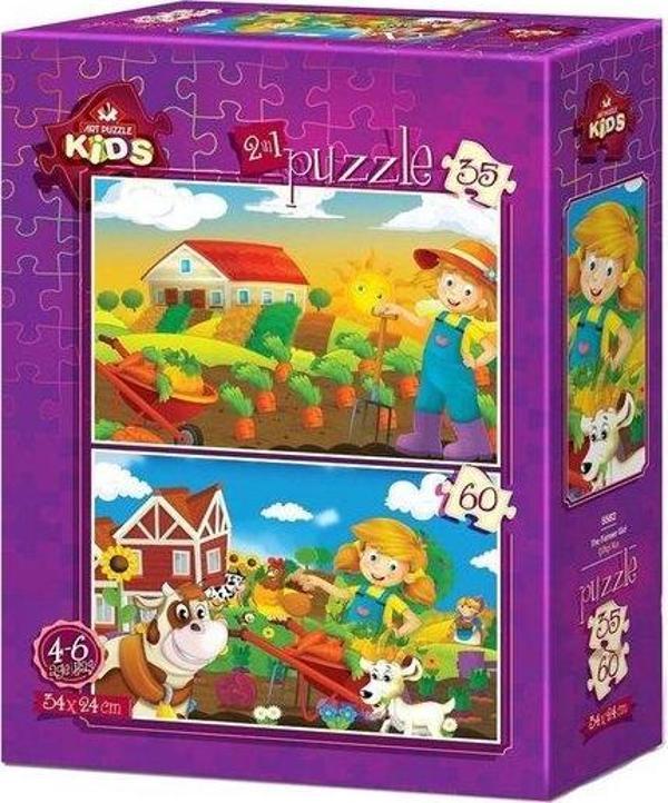 Art Kids Art Çocuk Puzzle Çiftçi Kız 35 + 60 Parça 5582 - Image 1