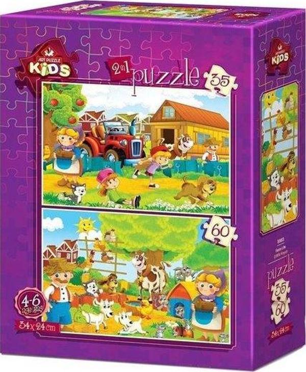 Art Kids Art Çocuk Puzzle Çiftlik Hayatı 35 + 60 Parça 5583 - Image 1